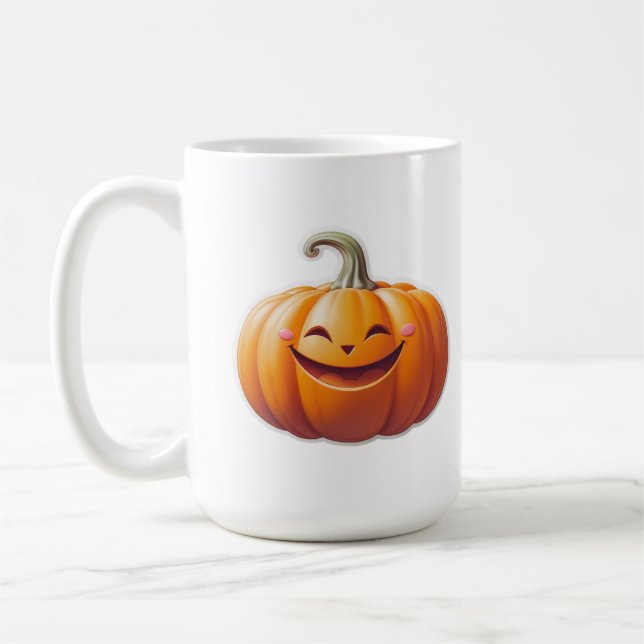 Mug Citrouille souriant mignon - Caractère automne amu (Gauche)