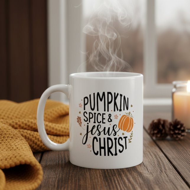 Mug Citrouille Spice et Jésus Christ (Pumpkin Spice and Jesus Christ Autumn Inspired Christian Themed Coffee Mug)