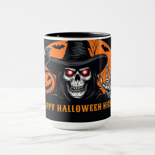 Mug Citrouille squelette effrayant et chapeau de sorci (Centre)