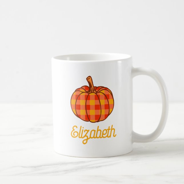 Mug Citrouille Super rétro À damiers Thanksgiving (Droite)
