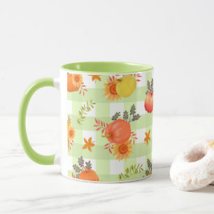 Mug Citrouille Thanksgiving En vichy vert