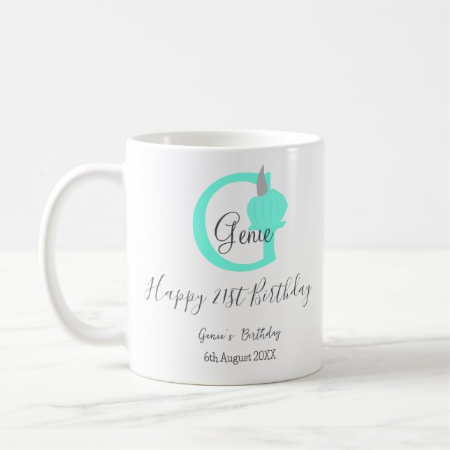 Mug Citrouille vert automne anniversaire 21e pastel gr (Gauche)