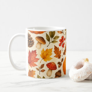 Mug Citrouilles aquarelles d'automne, feuilles d'autom