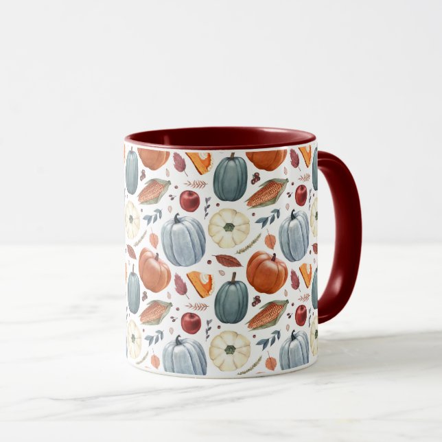Mug Citrouilles d'automne et feuilles d'automne Motif (Devant droit)