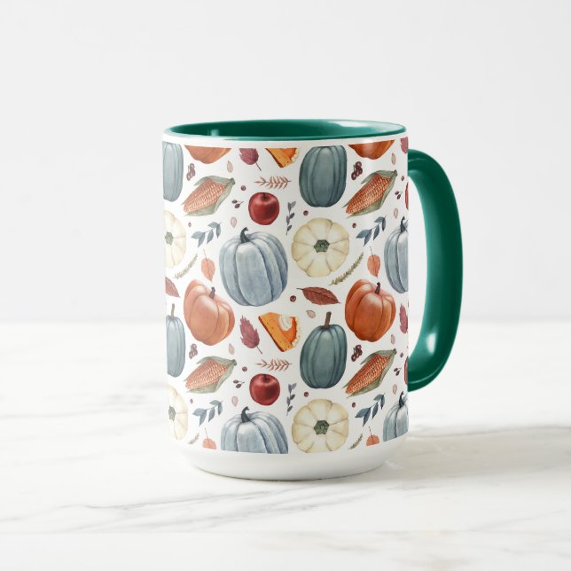 Mug Citrouilles d'automne et feuilles d'automne Motif (Devant droit)