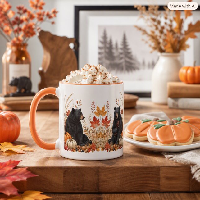Mug Citrouilles de la récolte d'automne et ours noirs  (Créateur téléchargé)