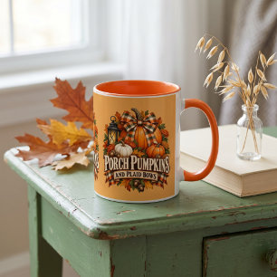 Mug Citrouilles de porche Rubans à carreaux Cottagecor
