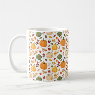 Mug Citrouilles de récolte et Motif de feuilles d'auto