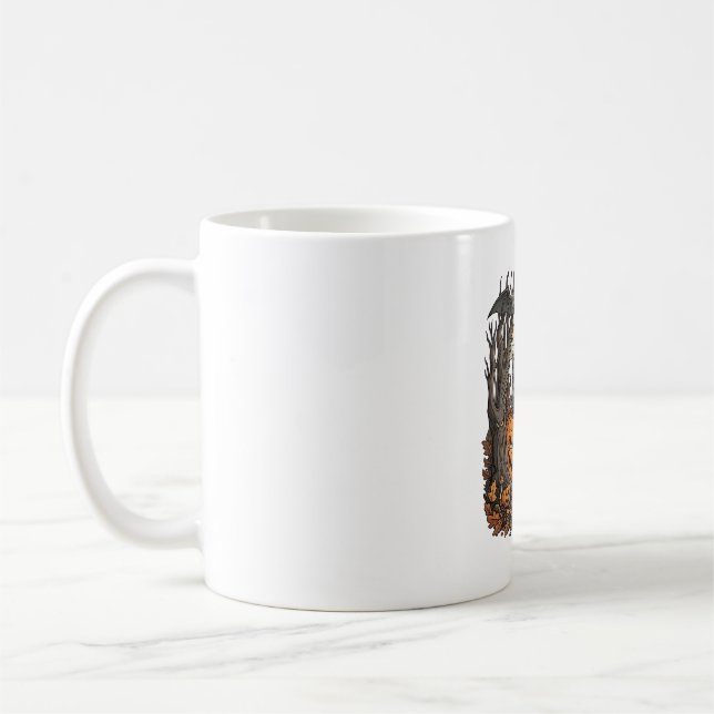 Mug Citrouilles d'Halloween Chat Gris Chauve-Souris Pl (Gauche)