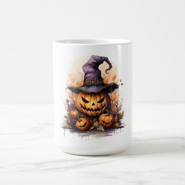 Mug Citrouilles d'Halloween effrayantes portant un cha (Centre)