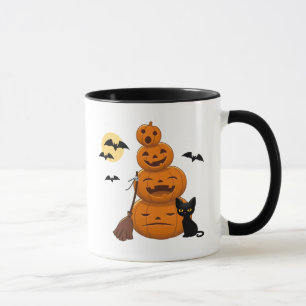 Mug Citrouilles d'Halloween et chat noir