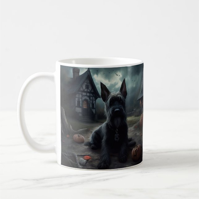 Mug Citrouilles Écossais Terriers Halloween Effrayant (Gauche)