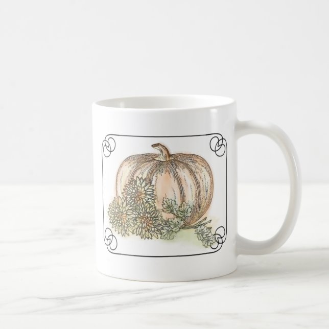Mug Citrouilles et mamans automne floral (Droite)
