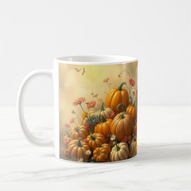 Mug Citrouilles Florales Douces (Gauche)