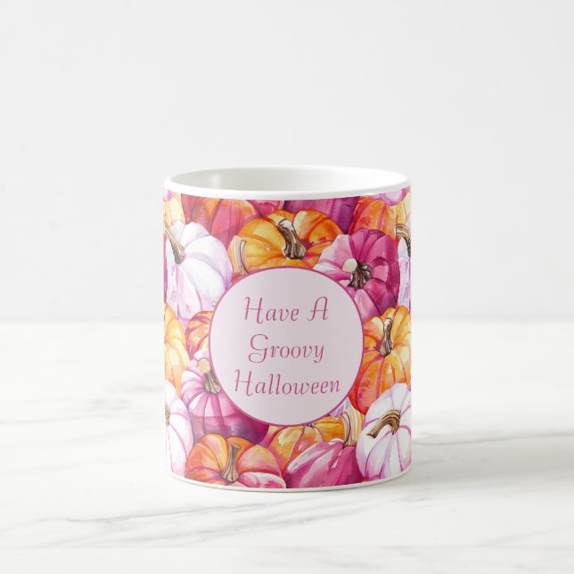 Mug Citrouilles groovy rose orange Halloween (Centre)