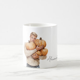 Mug Citrouilles oranges homme blond