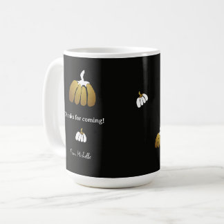 Mug Citrouilles stylisées en noir, blanc et or