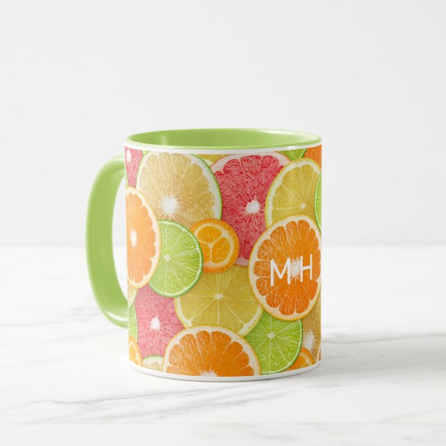 Mug Citrus coloré Monogramme personnalisé (Devant gauche)