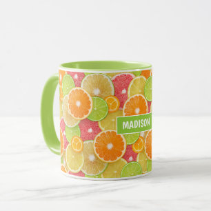 Mug Citrus coloré nom personnalisé