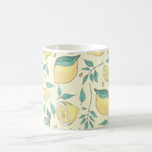 Mug Citrus de citron moderne jaune d'été Personnalisé