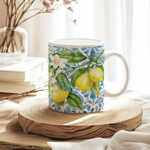 Mug Citrus méditerranéen et carreaux bleus