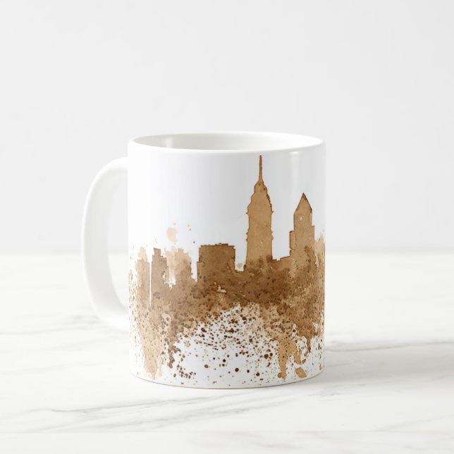 Mug City Skyline Coffee Stain Art (Devant gauche)