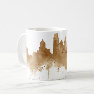 Mug City Skyline Coffee Stain Art