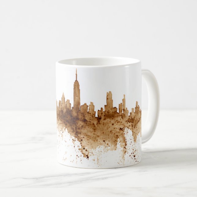 Mug City Skyline Coffee Stain Art (Devant droit)
