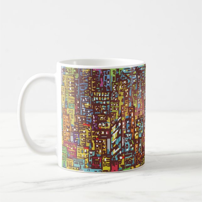 Mug Cityscape dessin à la main illustrations art, rue, (Gauche)