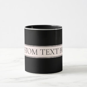Mug Clair rose pâle Bleu Bande et Élégant Texte modifi