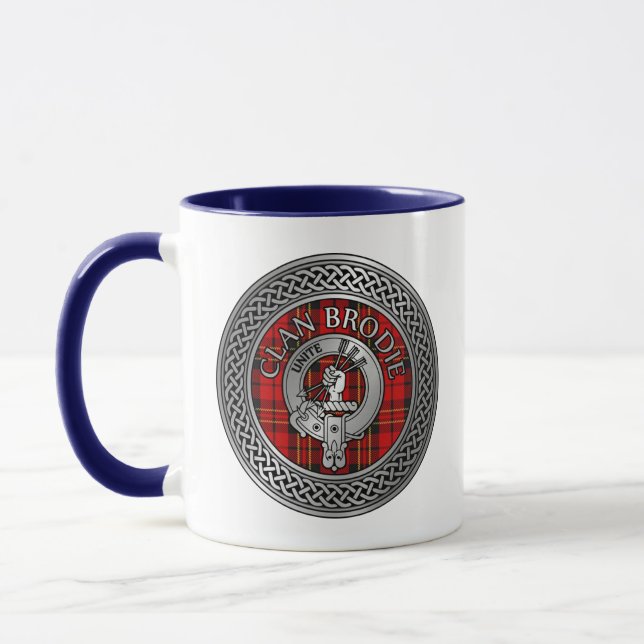 Mug Clan Brodie Crest & Tartan Knot (Gauche)