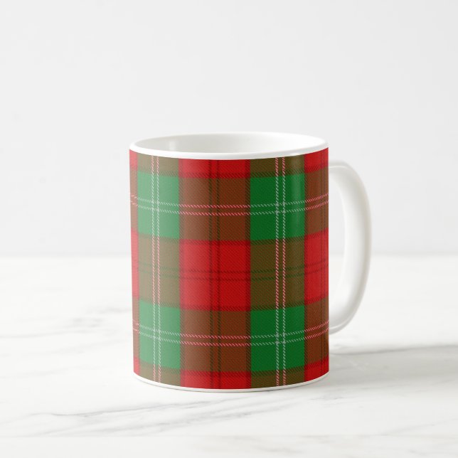 Mug Clan classique Lennox Rouge et vert Tartan Plaid (Devant droit)
