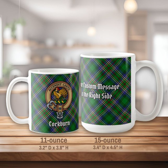 Mug Clan Cockburn Crest sur Tartan (Créateur téléchargé)