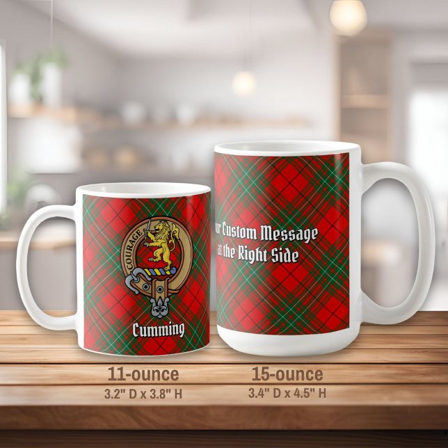 Mug Clan Cumming Crest sur Tartan (Créateur téléchargé)