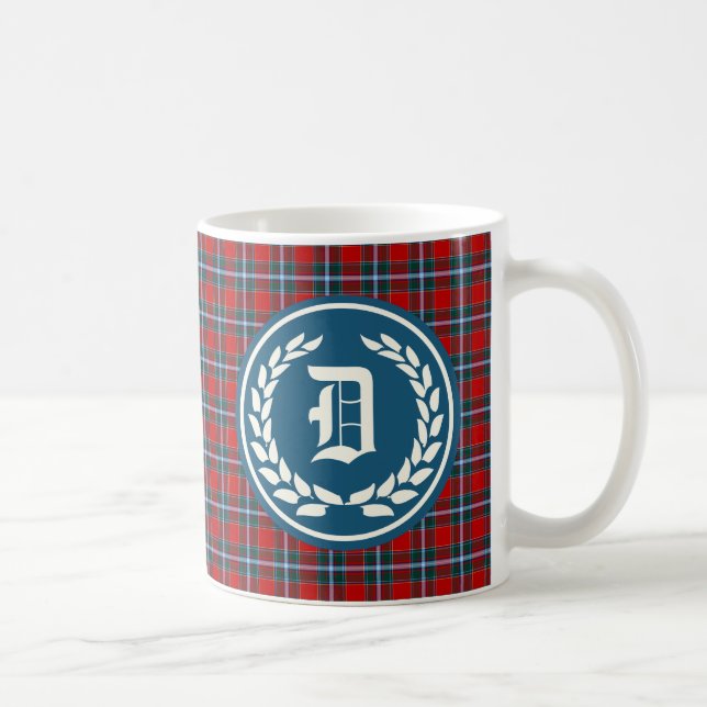 Mug Clan Drummond Bright Red Tartan Monogramme (Droite)