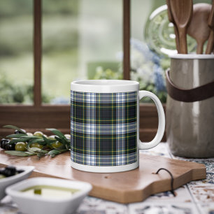 Mug Clan écossais plaid Gordon Green White Check