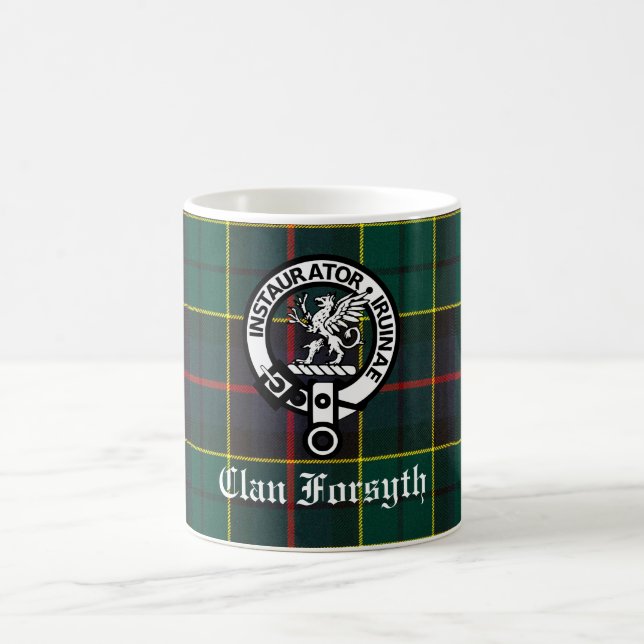 Mug Clan Forsyth Crest Badge et Tartan (Centre)