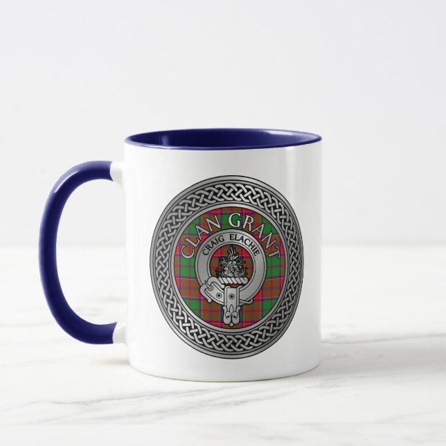 Mug Clan Grant Crest & Tartan Knot (Gauche)