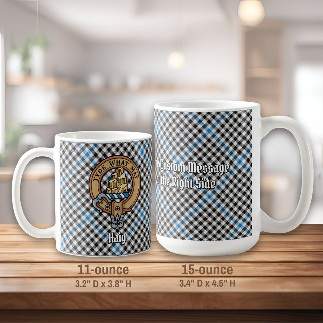Mug Clan Haig Crest over Check Tartan (Créateur téléchargé)