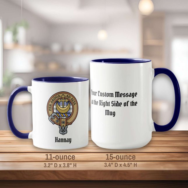Mug Clan Hannay Crest sur Tartan (Créateur téléchargé)