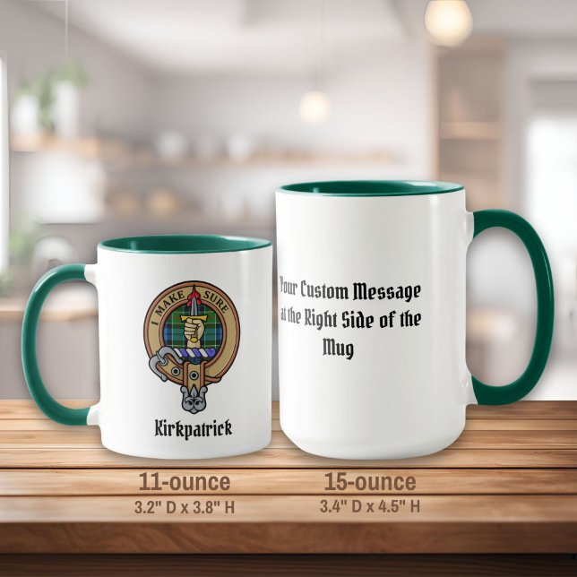 Mug Clan Kirkpatrick Crest sur Tartan (Créateur téléchargé)