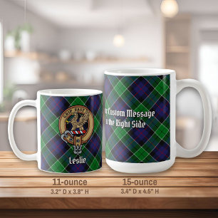 Mug Clan Leslie Crest sur la chasse Tartan