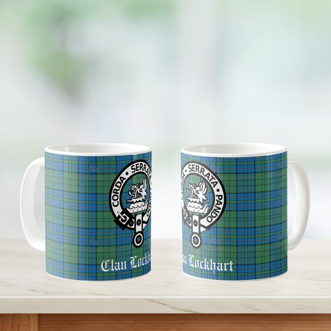 Mug Clan Lockhart Crest Badge & Tartan (Check out the entire Clan Lockhart collection!)
