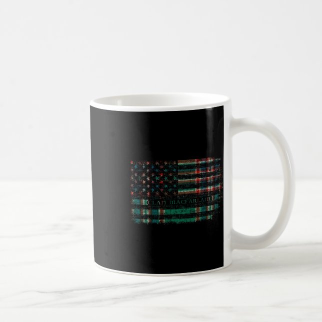 Mug Clan Macfarlane Chasse Scottish Tartan Us Drapeau  (Droite)