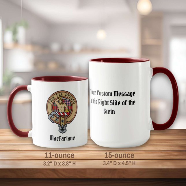 Mug Clan MacFarlane Crest sur Red Tartan (Créateur téléchargé)