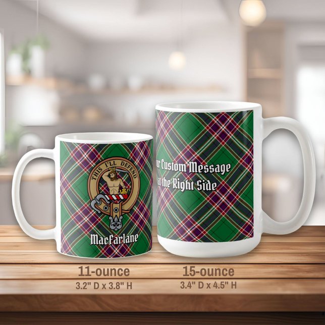 Mug Clan MacFarlane Crest sur Tartan de chasse moderne (Créateur téléchargé)