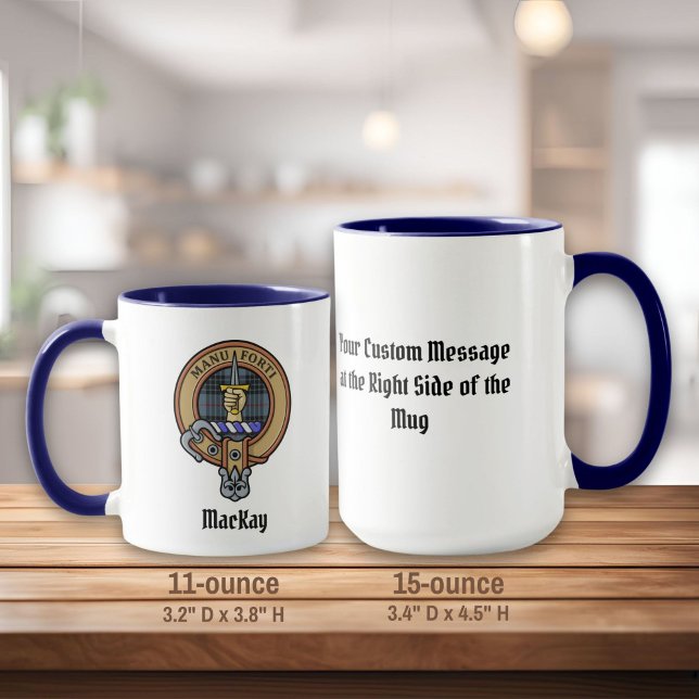 Mug Clan MacKay Crest sur Blue Tartan (Créateur téléchargé)
