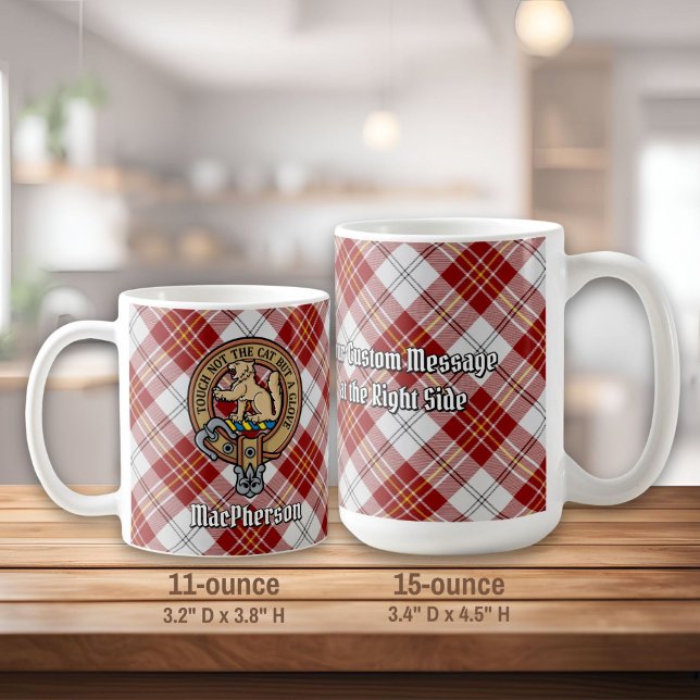 Mug Clan MacPherson Crest sur la robe rouge Tartan (Créateur téléchargé)