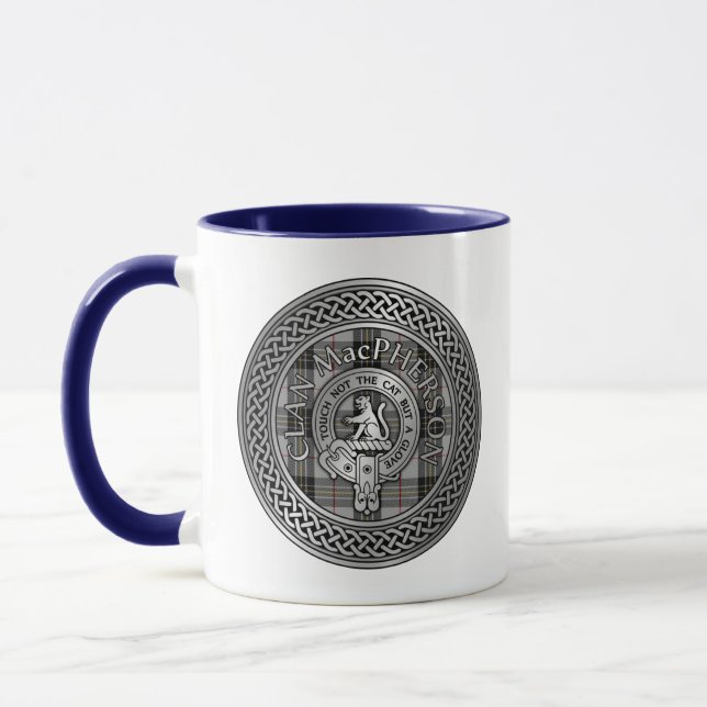 Mug Clan MacPherson Crest & Tartan Knot (Gauche)