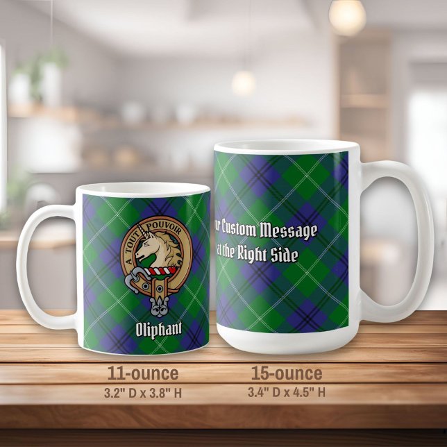 Mug Clan Oliphant Crest sur Tartan (Créateur téléchargé)